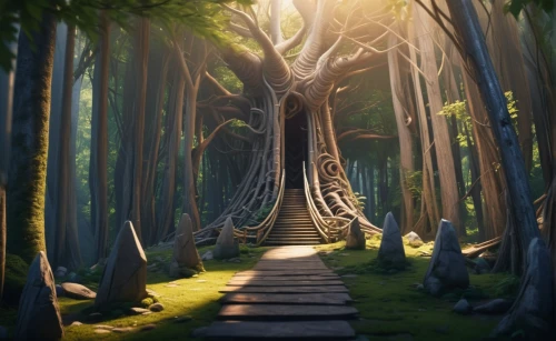 tree top path,forest path,elven forest,wooden path,enchanted forest,fairy forest,fairytale forest,wooden bridge,forest of dreams,the forest,holy forest,the mystical path,forest,forest landscape,treehouse,pathway,cartoon forest,tree house,forest glade,forest road,Photography,General,Fantasy
