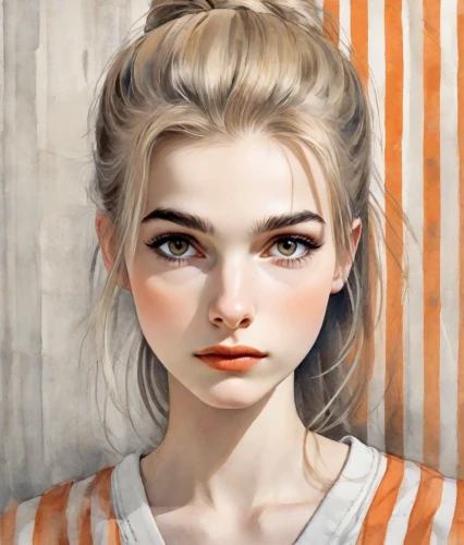 girl portrait,portrait of a girl,portrait background,clementine,vector girl,illustrator,girl drawing,fantasy portrait,young woman,natural cosmetic,orange,digital painting,mystical portrait of a girl,world digital painting,cinnamon girl,digital art,fashion vector,girl in a long,bun,girl with bread-and-butter,Digital Art,Watercolor