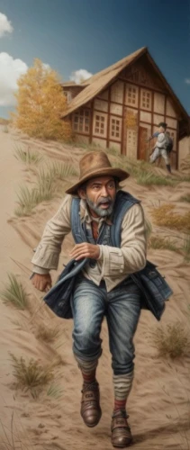 pilgrim,farmworker,american frontier,peasant,game illustration,farmer,vendor,country-western dance,peddler,western riding,hill billy,wild west,western,shoemaker,merchant,a carpenter,pilgrims,farmer in the woods,painting technique,gaucho