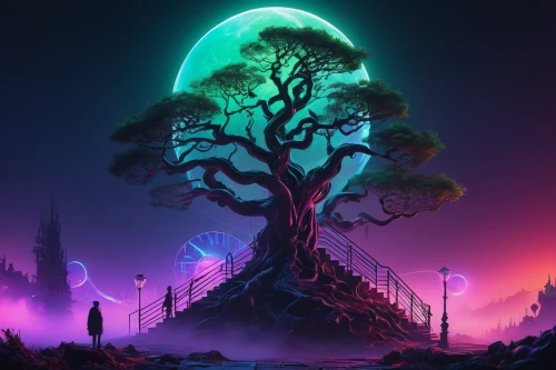 magic tree,colorful tree of life,fantasy landscape,mushroom landscape,tree of life,isolated tree,strange tree,painted tree,treehouse,fantasy picture,tree mushroom,ghost forest,tree top,lone tree,druid grove,forest tree,tree house,a tree,wondertree,old tree,Art,Classical Oil Painting,Classical Oil Painting 05