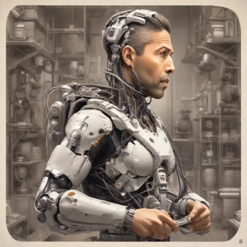 war machine,cyborg,industrial robot,biomechanical,cybernetics,robotic,humanoid,robot icon,sci fiction illustration,robotics,robot,android,ai,artificial intelligence,droid,exoskeleton,scifi,man with a computer,robots,shepard
