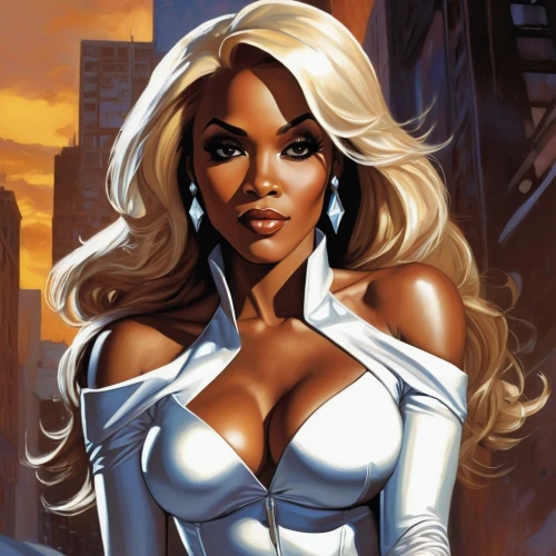 femme fatale,african american woman,marylyn monroe - female,blonde woman,white lady,black woman,mrs white,whitey,black women,lady honor,white silk,super heroine,whites city,fantasy woman,white coat,white bird,brandy,ester williams-hollywood,birds of prey-night,marvel comics,Conceptual Art,Oil color,Oil Color 04