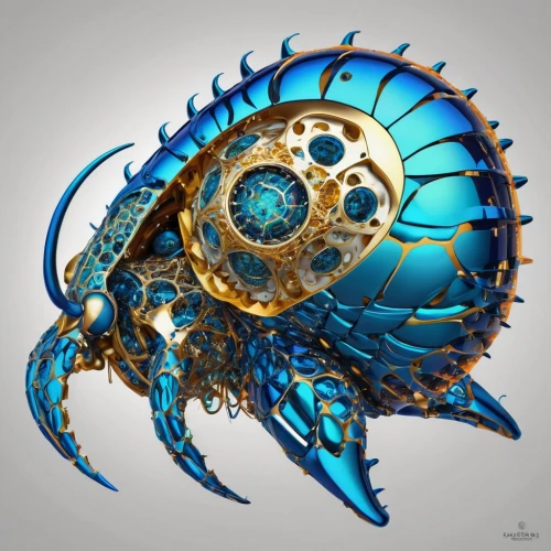 deep sea nautilus,nautilus,steampunk gears,chesapeake blue crab,sea raven,carapace,crab 1,gear shaper,scarab,ammonite,fractalius,aglais io,zooplankton,cuthulu,blue-winged wasteland insect,argus,cogwheel,blue peacock,blue fish,cog,Conceptual Art,Sci-Fi,Sci-Fi 03