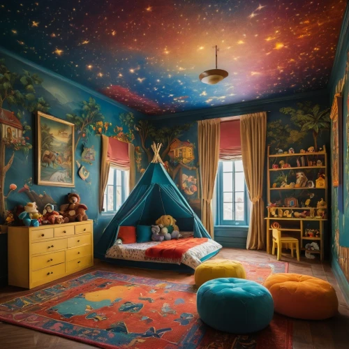 children's bedroom,the little girl's room,kids room,children's room,fairy galaxy,boy's room picture,baby room,nursery decoration,sleeping room,great room,children's interior,children's background,nursery,room newborn,dandelion hall,children's fairy tale,colorful stars,ornate room,blue room,danish room,Photography,General,Fantasy