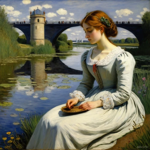 girl on the river,girl with bread-and-butter,the blonde in the river,woman holding pie,woman with ice-cream,idyll,girl in the garden,woman playing,girl picking flowers,girl at the computer,girl with cereal bowl,orsay,girl picking apples,girl on the boat,girl studying,woman eating apple,la violetta,girl with a wheel,woman sitting,woman at the well,Art,Classical Oil Painting,Classical Oil Painting 12