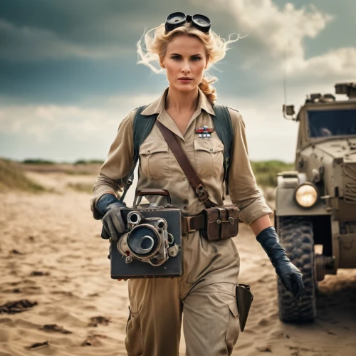 war correspondent,combat medic,woman fire fighter,lady medic,female doctor,drone operator,female nurse,loyd carrier,girl with gun,medium tactical vehicle replacement,two-way radio,lost in war,military person,retro women,strong military,marine expeditionary unit,female hollywood actress,the sandpiper combative,digital compositing,french foreign legion,Photography,General,Cinematic