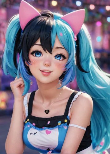 hatsune miku,miku,kawaii,anime 3d,cyan,harajuku,kawaii girl,nyan,nico,vocaloid,artist doll,anime girl,cat ears,marina,mikuru asahina,doll cat,3d figure,kotobukiya,japanese kawaii,kawaii panda,Illustration,Japanese style,Japanese Style 02