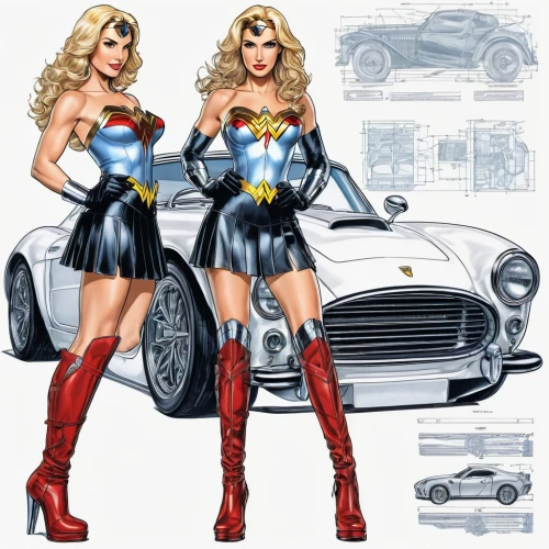 muscle car cartoon,super heroine,automobile racer,super woman,dodge la femme,abarth,super cars,wonderwoman,motorboat sports,american sportscar,super car,opel record p1,fiat abarth 850tc berlina,wonder woman city,cartoon car,automotive design,kryptarum-the bumble bee,chrysler 300 letter series,wonder woman,american classic cars,Unique,Design,Blueprint