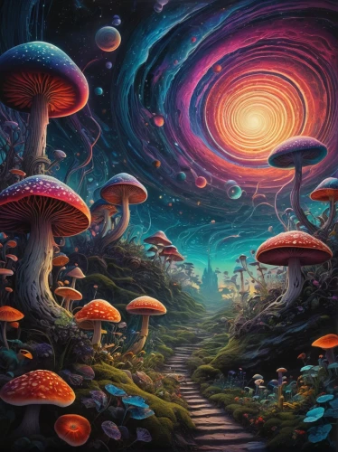 mushroom landscape,psychedelic art,mushroom island,mushrooms,fantasy landscape,wonderland,alien world,lsd,cubensis,psychedelic,fairy world,fantasy picture,forest of dreams,toadstools,fantasy art,alien planet,hallucinogenic,dream world,fairy forest,3d fantasy,Conceptual Art,Daily,Daily 05