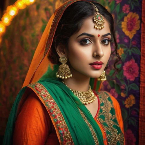 indian bride,indian woman,sari,indian girl,east indian,radha,indian,diwali,diwali festival,pooja,indian girl boy,mehendi,hindu,kamini kusum,indian celebrity,gold ornaments,mehndi,bridal jewelry,bridal accessory,lakshmi,Illustration,Realistic Fantasy,Realistic Fantasy 30