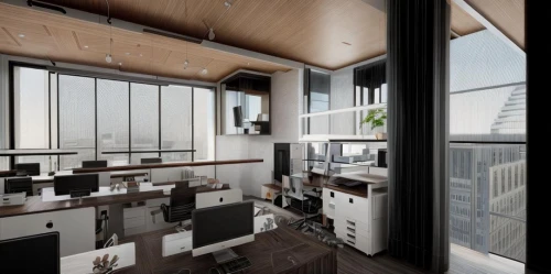 modern office,penthouse apartment,sky apartment,modern kitchen interior,modern kitchen,modern room,offices,loft,shared apartment,kitchen design,an apartment,interior modern design,modern decor,kitchen interior,wooden windows,apartment,modern minimalist kitchen,3d rendering,room divider,working space,Commercial Space,Working Space,Mid-Century Cool