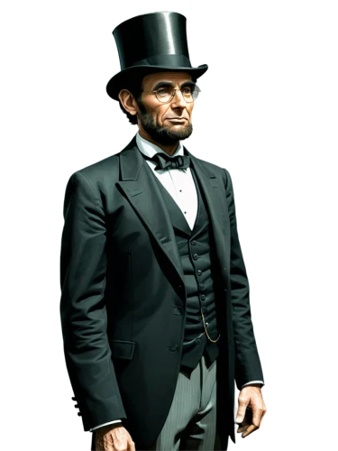 abraham lincoln,lincoln,abe,lincoln custom,top hat,stovepipe hat,lincoln cosmopolitan,model train figure,chimney sweeper,gentlemanly,tuxedo,black businessman,chimney sweep,white-collar worker,waiter,abraham lincoln monument,a black man on a suit,png transparent,formal wear,tuxedo just,Conceptual Art,Sci-Fi,Sci-Fi 24