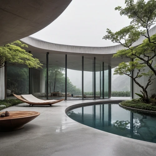 infinity swimming pool,zen garden,pool house,asian architecture,japanese zen garden,dunes house,japanese architecture,roof landscape,futuristic architecture,suzhou,archidaily,house by the water,luxury property,beautiful home,chinese architecture,outdoor pool,corten steel,zen stones,exposed concrete,modern architecture