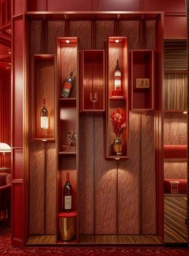 boutique hotel,liquor bar,interior decoration,china cabinet,interior design,unique bar,luxury hotel,wine bar,campari,walk-in closet,hotel w barcelona,search interior solutions,room divider,casa fuster hotel,danish room,red lantern,hotel hall,an apartment,interior decor,red background