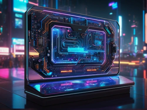 cinema 4d,cyberpunk,computer art,80's design,3d render,cpu,computer icon,desktop computer,jukebox,cyber,computer case,computer,cyclocomputer,compute,cyberspace,computer disk,processor,cyber glasses,b3d,motherboard,Illustration,Realistic Fantasy,Realistic Fantasy 24