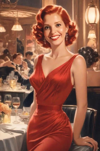 maureen o'hara - female,maraschino,retro woman,man in red dress,lady in red,valentine day's pin up,cocktail dress,waitress,retro women,red-hot polka,1950s,rita hayworth,valentine pin up,ginger rodgers,retro diner,girl in red dress,retro pin up girl,vintage woman,a charming woman,shirley temple