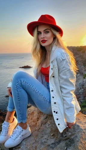 capri,white and red,temple of poseidon,dubrovnic,beach background,petra tou romiou,red coat,red hat,oia,girl wearing hat,ibiza,crimea,red shoes,antalya,aegean,women fashion,rock beauty,malibu,red hot polka,poppy red,Conceptual Art,Oil color,Oil Color 22