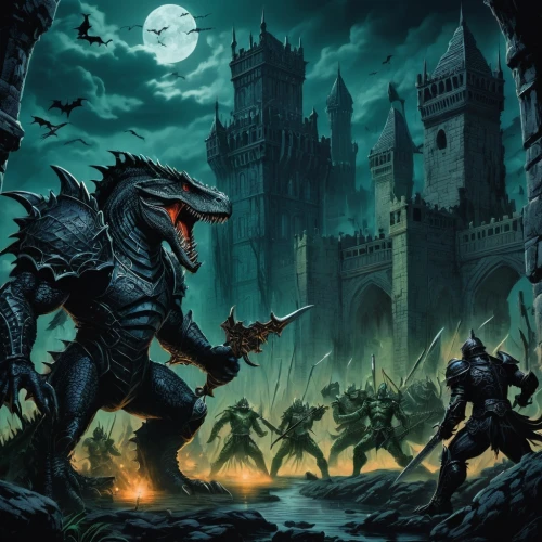 black dragon,game illustration,heroic fantasy,massively multiplayer online role-playing game,kobold,fantasy picture,gargoyles,fantasy art,draconic,werewolves,castleguard,guards of the canyon,role playing game,bremen town musicians,godzilla,dragons,hall of the fallen,castle of the corvin,dragon slayer,dungeons,Illustration,Realistic Fantasy,Realistic Fantasy 46