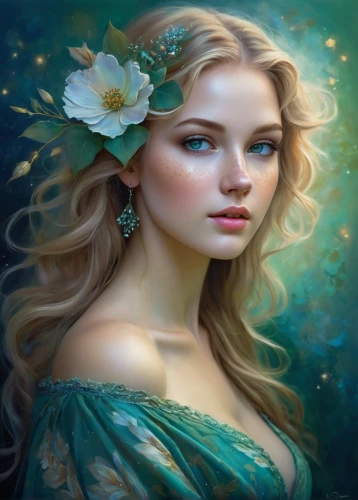 faery,faerie,fantasy portrait,fantasy art,fairy queen,mystical portrait of a girl,romantic portrait,elven flower,jessamine,beautiful girl with flowers,celtic woman,flower fairy,fairy tale character,fantasy picture,girl in flowers,jasmine blossom,rosa 'the fairy,dryad,fae,enchanting,Illustration,Realistic Fantasy,Realistic Fantasy 30