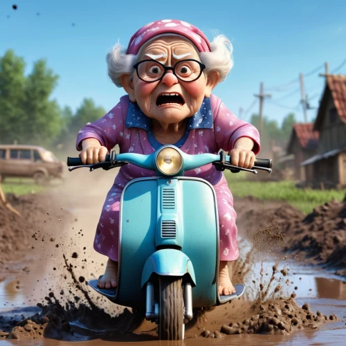 grandma,granny,elderly lady,pensioner,elderly person,grandmother,old woman,grandparent,old person,nanny,grama,senior citizen,gnome skiing,scandia gnome,elderly people,agnes,old age,woman bicycle,motorbike,digital compositing