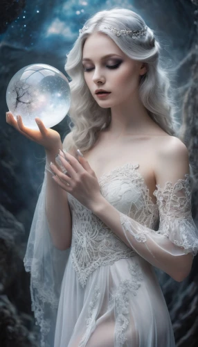 crystal ball-photography,white rose snow queen,faery,faerie,the snow queen,crystal ball,fantasy picture,ice queen,fairy queen,fantasy art,sorceress,fairy tale character,frozen bubble,fantasy woman,mystical portrait of a girl,ice princess,fairy,fairy dust,fantasy portrait,rosa 'the fairy,Photography,Fashion Photography,Fashion Photography 26