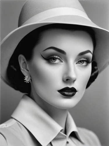 art deco woman,vintage woman,the hat-female,fashion illustration,black hat,panama hat,girl wearing hat,retro woman,fashion vector,hepburn,vintage female portrait,vintage makeup,woman's hat,bowler hat,film noir,hat retro,female model,the hat of the woman,portrait photographers,vintage girl,Photography,Black and white photography,Black and White Photography 09