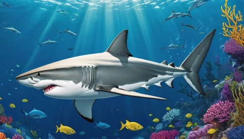 great white shark,bull shark,sand tiger shark,requiem shark,tiger shark,shark,bronze hammerhead shark,underwater background,sea animals,cartilaginous fish,sea animal,marine animal,aquarium decor,sharks,hammerhead,carcharhiniformes,philomachus pugnax,jaws,shoal,underwater world