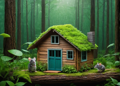 house in the forest,small cabin,small house,little house,miniature house,fairy door,green living,fairy house,cabin,green wallpaper,garden shed,wooden hut,lonely house,log cabin,summer cottage,wooden house,outhouse,world digital painting,green forest,home landscape,Illustration,Abstract Fantasy,Abstract Fantasy 07