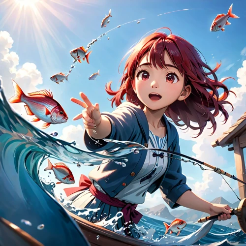 mermaid background,underwater background,scarlet sail,fishing classes,fishing,at sea,cg artwork,ocean background,open sea,sea,surf fishing,the sea maid,casting (fishing),game illustration,ariel,sea-life,water game,ocean,birds of the sea,ship releases,Anime,Anime,Cartoon