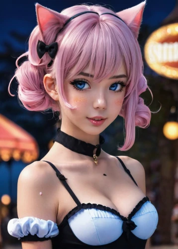 fran,luka,poker primrose,doll cat,kotobukiya,pink cat,kat,female doll,cat ears,realdoll,game figure,3d figure,rem in arabian nights,honmei choco,fuki,kawaii,erika,sega,ris,japanese doll,Illustration,Realistic Fantasy,Realistic Fantasy 02