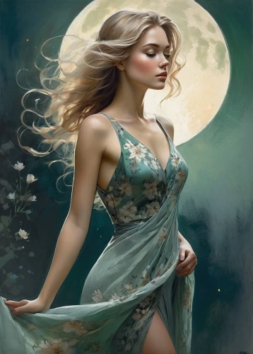 moonlit night,faerie,moonlit,faery,fantasy art,blue moon rose,fantasy picture,fantasy portrait,fantasy woman,celtic woman,lady of the night,jessamine,the night of kupala,the enchantress,queen of the night,moonflower,moonbeam,full moon,sorceress,fairy queen,Illustration,Paper based,Paper Based 05
