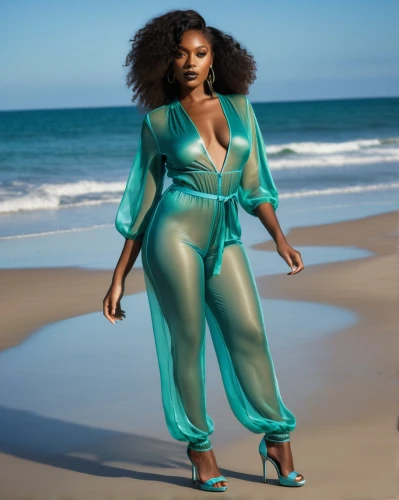 color turquoise,turquoise,plus-size model,tiana,teal blue asia,turquoise leather,jumpsuit,nigeria woman,genuine turquoise,green mermaid scale,two piece swimwear,beach background,walk on the beach,teal,merfolk,mermaid,mazarine blue,the sea maid,one-piece garment,turquoise wool,Photography,General,Natural