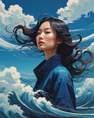 japanese waves,the wind from the sea,wind wave,japanese wave,ocean,rogue wave,ocean waves,ocean blue,sea,wind,blue sea,little girl in wind,ocean background,blue waters,tidal wave,sea breeze,world digital painting,sea storm,blue water,winds,Illustration,Vector,Vector 05