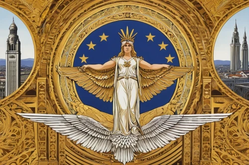 vatican city flag,brand front of the brandenburg gate,europe palace,european union,brazilian monarchy,emblem,eu parliament,eur,european,ensign of ukraine,national emblem,art deco ornament,parliament of europe,freemasonry,balcon de europa,freemason,justitia,angel moroni,empire,gold foil 2020,Illustration,Retro,Retro 01