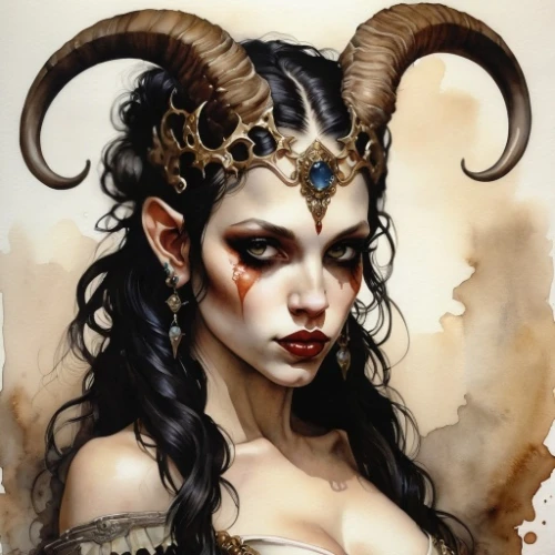 faun,dark elf,horns,fantasy art,horned,fantasy portrait,capricorn,the enchantress,the zodiac sign taurus,horoscope taurus,devil,fantasy woman,evil woman,gorgon,sorceress,priestess,vampire woman,the zodiac sign pisces,daemon,zodiac sign libra
