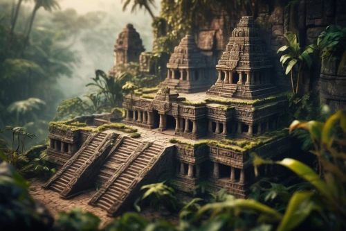 ancient city,ancient house,ancient buildings,tropical house,ruins,3d fantasy,asian architecture,temple fade,tropical jungle,ruin,house in the forest,temples,terraced,stone palace,3d render,jungle,ancient building,cambodia,abandoned place,the ruins of the,Unique,3D,Panoramic