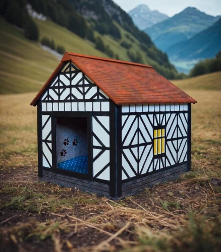 miniature house,alpine hut,insect house,fairy house,dolls houses,wood doghouse,mountain hut,bird house,little house,wooden birdhouse,half-timbered house,bee house,fairy door,dog house,small house,birdhouse,dog house frame,a chicken coop,pigeon house,wooden hut,Small Objects,Outdoor,Swiss Landscapes