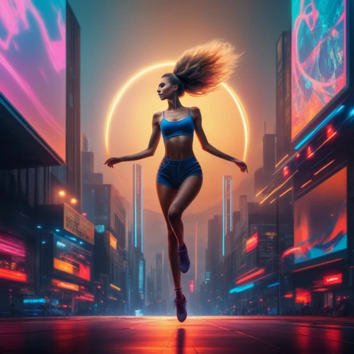 nerve,sprint woman,neon body painting,majorette (dancer),electro,electric,velocity,sci fiction illustration,female runner,electrified,transistor,electric arc,valerian,neon lights,electricity,digital compositing,fantasia,hoop (rhythmic gymnastics),wonder woman city,neon light,Photography,General,Realistic