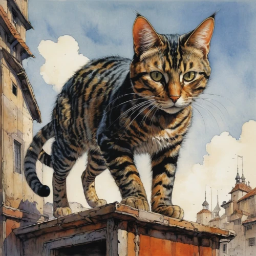 toyger,bengal cat,ocicat,american shorthair,bengal,cat european,tabby cat,aegean cat,egyptian mau,tiger cat,ocelot,european shorthair,street cat,red tabby,cat-ketch,brindle cat,american wirehair,alley cat,american bobtail,domestic cat,Illustration,Realistic Fantasy,Realistic Fantasy 06