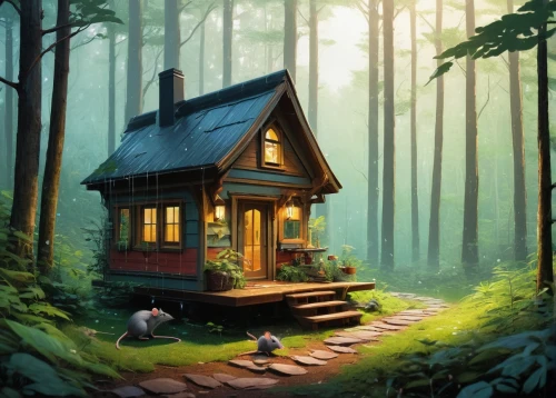 house in the forest,small cabin,little house,small house,wooden hut,wooden house,the cabin in the mountains,summer cottage,log cabin,lonely house,log home,cabin,cottage,tree house,home landscape,treehouse,miniature house,house in mountains,house in the mountains,inverted cottage,Illustration,Paper based,Paper Based 07