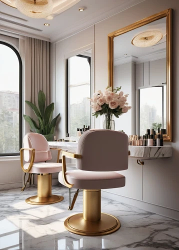 beauty room,luxury bathroom,salon,luxury home interior,gold-pink earthy colors,dressing table,bridal suite,breakfast room,beauty salon,luxurious,modern decor,luxury,sitting room,modern room,champagne color,art deco,interior design,gold stucco frame,ornate room,luxury suite,Illustration,Realistic Fantasy,Realistic Fantasy 17