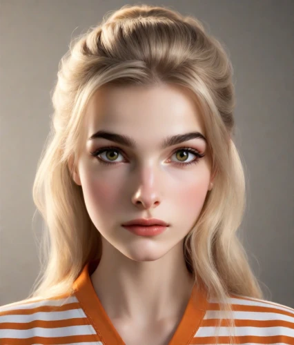 girl portrait,natural cosmetic,retro girl,portrait of a girl,portrait background,fantasy portrait,clementine,vector girl,cosmetic,doll's facial features,girl in a long,retro woman,mystical portrait of a girl,vintage girl,young woman,cinnamon girl,blonde girl,blonde woman,orange,girl drawing,Photography,Commercial