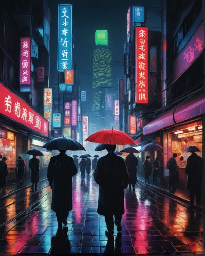 tokyo,shinjuku,tokyo city,japanese umbrellas,tokyo ¡¡,umbrellas,osaka,cyberpunk,shibuya,japan,taipei,japanese umbrella,hong kong,kowloon,kyoto,asakusa,asian umbrella,japanese wave,shirakami-sanchi,shanghai,Art,Artistic Painting,Artistic Painting 06