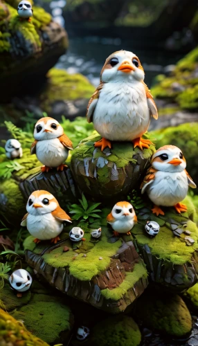 bb8,bb-8,daisy family,bb8-droid,frog gathering,kawaii frogs,frog background,olaf,owl background,rock penguin,grass family,fairy penguin,perched on a log,snowmen,bird bird kingdom,ducks,wild ducks,puffins,perched birds,family outing