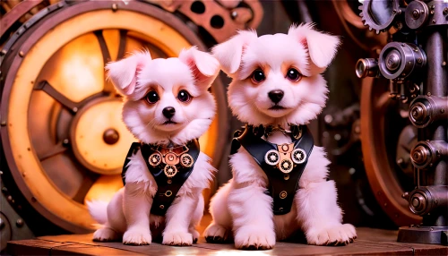 steampunk gears,tibet terrier,steampunk,havanese,cogs,color dogs,two dogs,scotty dogs,tibetan terrier,cog wheels,maltepoo,sealyham terrier,cuckoo clocks,corgis,doggies,shih tzu,puppies,japanese terrier,cavachon,shih-poo,Conceptual Art,Fantasy,Fantasy 25