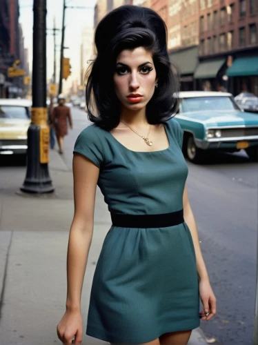 cigarette girl,60's icon,60s,green dress,retro woman,girl smoke cigarette,short dress,retro women,sheath dress,beatnik,vintage woman,vintage girl,a girl in a dress,bouffant,1965,joan collins-hollywood,retro girl,1960's,50's style,torn dress,Photography,Documentary Photography,Documentary Photography 29