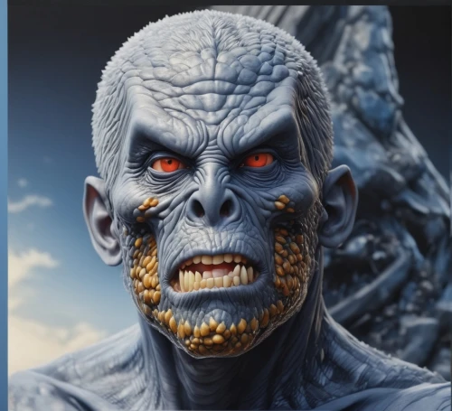 white walker,poseidon god face,fractalius,angry man,orc,greyskull,frankenstein monster,sea devil,avatar,reptilian,gargoyle,prejmer,man face,halloween frankenstein,frankenstein,cgi,blue mold,old man of the mountain,hag,mean bluish,Photography,General,Realistic