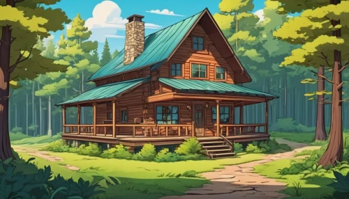 house in the forest,log cabin,log home,little house,the cabin in the mountains,small cabin,wooden house,summer cottage,witch's house,small house,house in the mountains,treehouse,cottage,house in mountains,wooden hut,cabin,lodge,lonely house,timber house,tree house,Illustration,Japanese style,Japanese Style 07