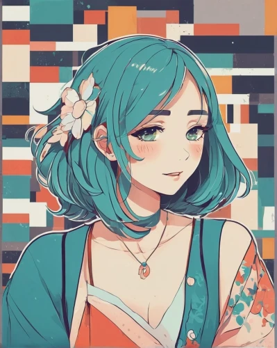 washi tape,japanese floral background,checkered background,kimono,teal and orange,floral background,colorful floral,teal digital background,kimono fabric,portrait background,cyan,palette,colorful doodle,kimonos,colorful background,retro girl,fiori,artist color,tile,turquoise,Illustration,Japanese style,Japanese Style 06