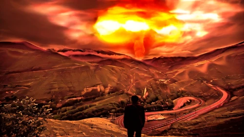 nuclear explosion,atomic bomb,apocalypse,apocalyptic,doomsday,nuclear weapons,nuclear war,nuclear bomb,armageddon,photo manipulation,atomic age,end of the world,detonation,the end of the world,the eruption,post-apocalyptic landscape,hydrogen bomb,photomanipulation,the volcano,calbuco volcano